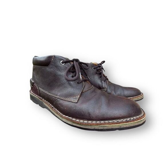 Clarks Men's Brown Leather Chukka Boots Size 10M Lace Up Comfort - Picture 3 of 13